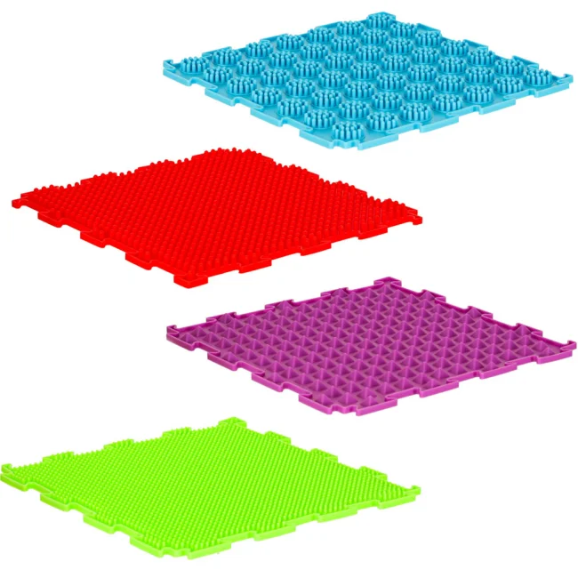 Mata sensoryczna puzzle montessori do masażu stóp 8 elementów kolorowe