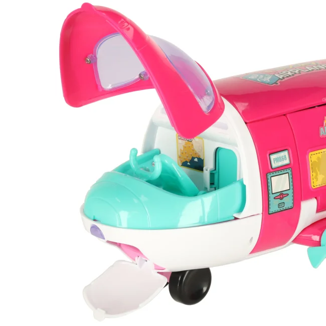 Samolot dla lalek pasażerski 2w1 rozkładany akcesoria różowy