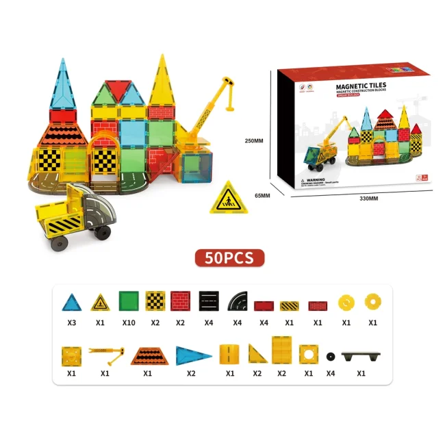 Klocki magnetyczne konstrukcyjne 3D budowa 50 elementów