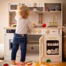 Duża Interaktywna Edukacyjna Drewniana Kuchnia z Oświetleniem LED 2 Poziomy