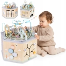 Duża kostka manipulacyjna Montessori Mamabrum z kolejką 12m+