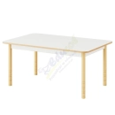 Stół przedszkolny regulowany 125 x 80 cm biały z obrzeżem bukowym