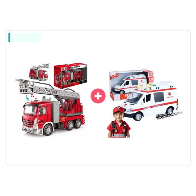 Zestaw Ewy: Mały Ratownik - Wóz Strażacki + Ambulans