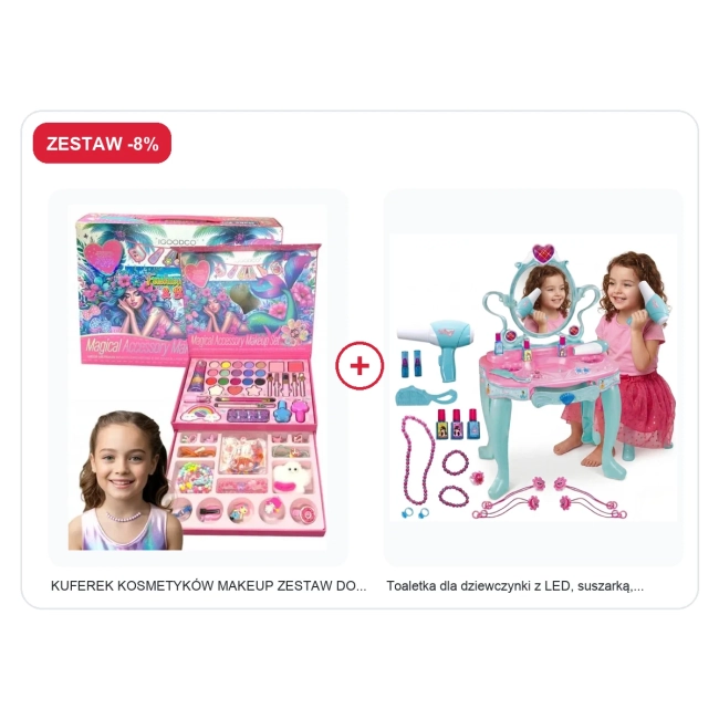 Zestaw -8%: Toaletka dla dziewczynki z LED, suszarką, biżuterią i dźwiękami... + MUZYCZNA MATA DO TAŃCZENIA INTERAKTYWNA