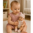 Lalka bobas niemowlak 18 cm w różowym ubranku z czapeczką 18m+ - zdjęcie 4