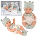 Lalka bobas niemowlak 18 cm w szarym ubranku z czapeczką 18m+ - zdjęcie 1