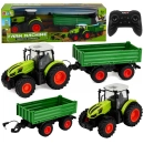 Zielony traktor RC z przyczepą wywrotką