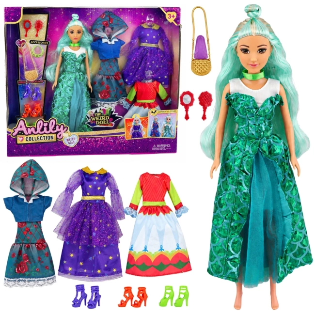 Lalka fantasy 30 cm z turkusowymi włosami