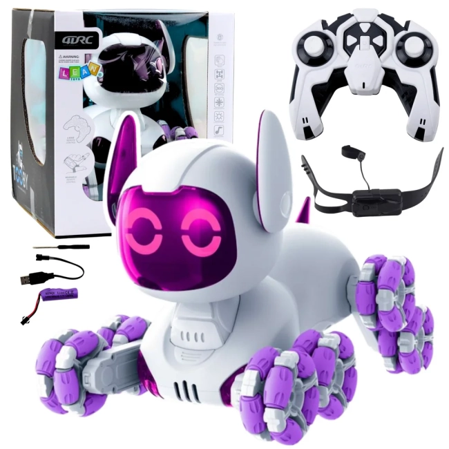 Robot pies Tooby biało-fioletowy z pilotem