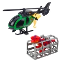 Widok produktu zestaw ratowniczy z ciężarówką helikopterem i dinozaurem z boku