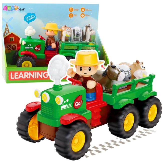 Interaktywny traktor z przyczepą i zwierzętami Farmer Fun 12m+ — zdjęcie 1