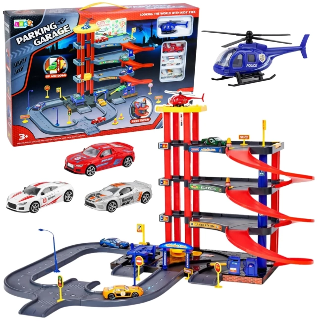 Parking 4 poziomy z windą i helikopterem, 70 elementów, - zdjęcie 1
