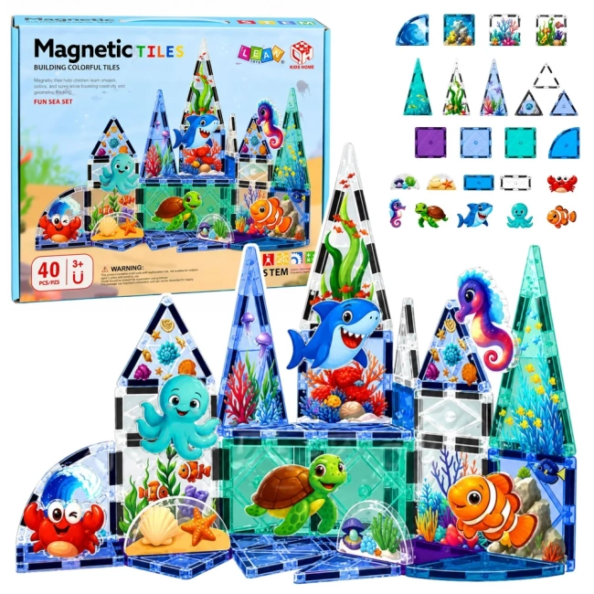Klocki magnetyczne z motywem morskich zwierząt
