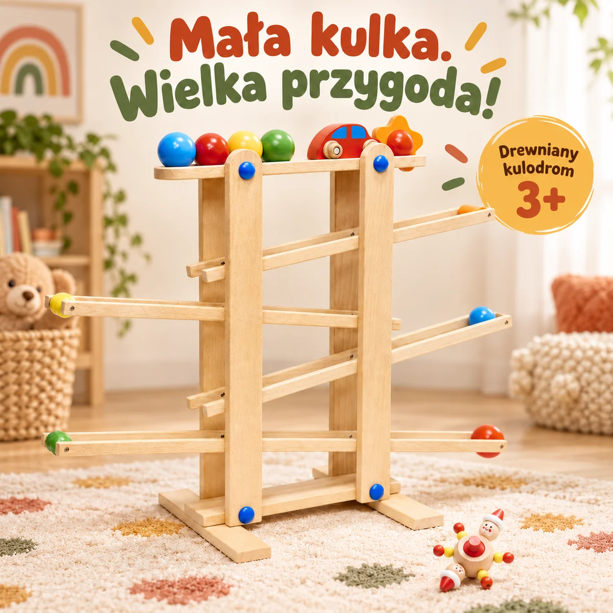 Drewniany kulodrom XXL w pokoju zabaw Drewniany kulodrom XXL w pokoju zabaw