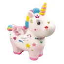 Jednorożec Skarbonka do Malowania z Farbami, Pędzelkiem i Naklejkami – Kreatywny Zestaw dla Dzieci, Prezent DIY