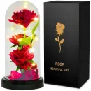 WIECZNA RÓŻA W SZKLE ŚWIECĄCA LED POMYSŁ NA PREZENT PIĘKNA JAK PRAWDZIWA