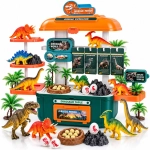 Park dinozaurów w walizce-stoliku z figurkami, jajami i roślinami