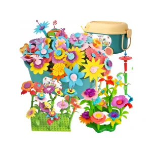 Duże Klocki Kwiatki XXXL - Zestaw Konstrukcyjny Ogród 139 el. z Kufrem | Kreatywna Zabawa dla Dzieci