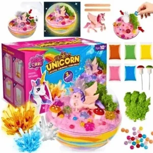 Magiczne Terrarium Jednorożca DIY z Kryształami i Lampką LED – Kreatywny Zestaw Eksperymentów dla Dzieci