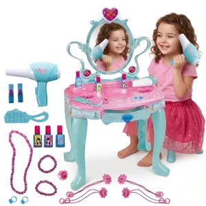 Toaletka dla dziewczynki z LED, suszarką, biżuterią i dźwiękami - Mała Księżniczka