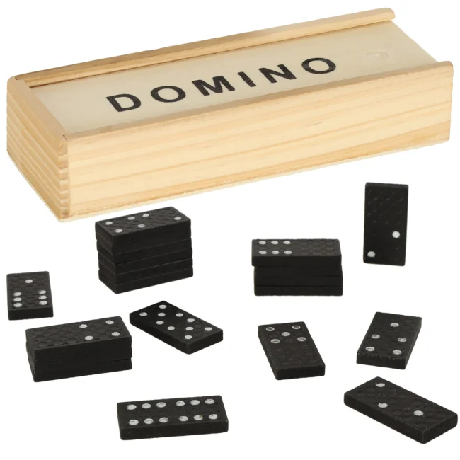 KLASYCZNE DOMINO DREWNIANE W PUDEŁKU TRADYCYJNE SUPER PREZENT