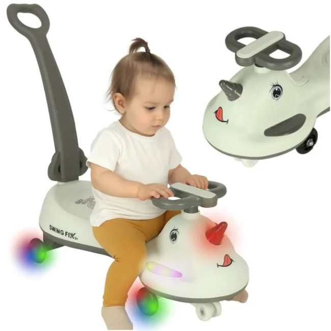 Jeździk grawitacyjny LED Swing FIX S1 skuter z rączką szary max 65kg