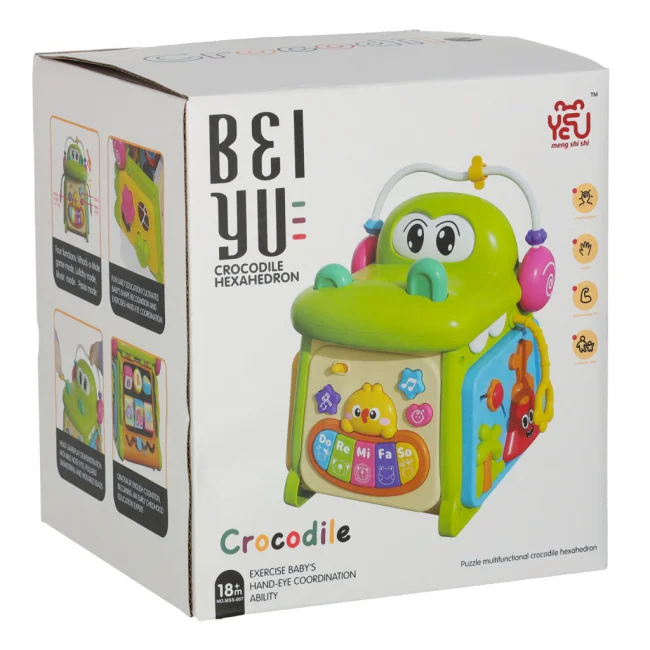 Kostka edukacyjna sorter z pianinkiem krokodyl 4w1