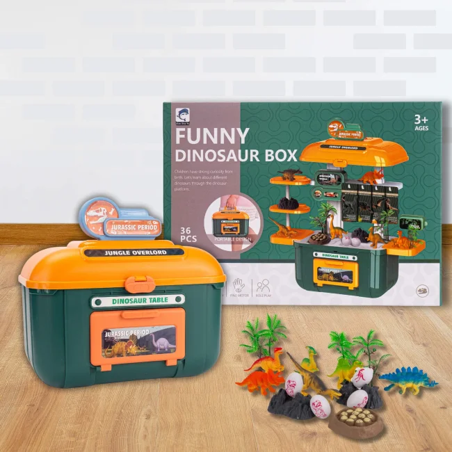 Kreatywny zestaw figurek dinozaurów w walizce jaja dinozaura