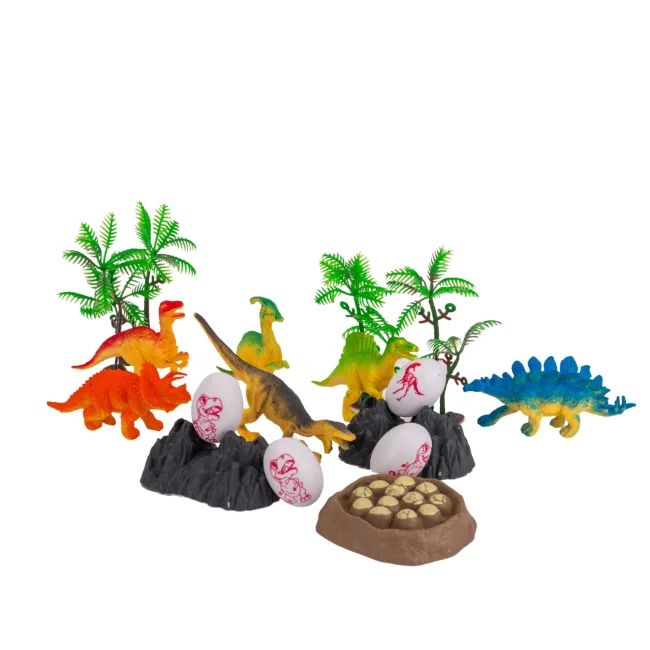 Kreatywny zestaw figurek dinozaurów w walizce jaja dinozaura