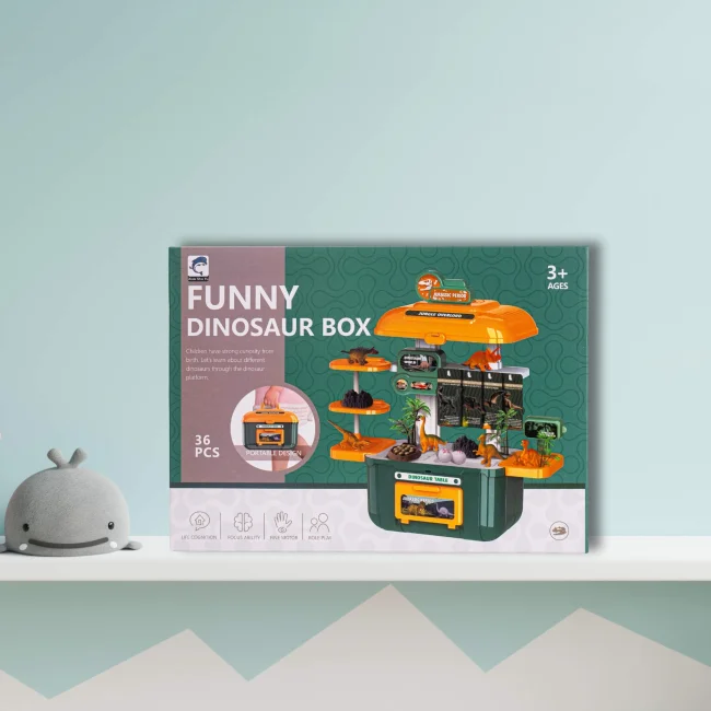 Kreatywny zestaw figurek dinozaurów w walizce jaja dinozaura
