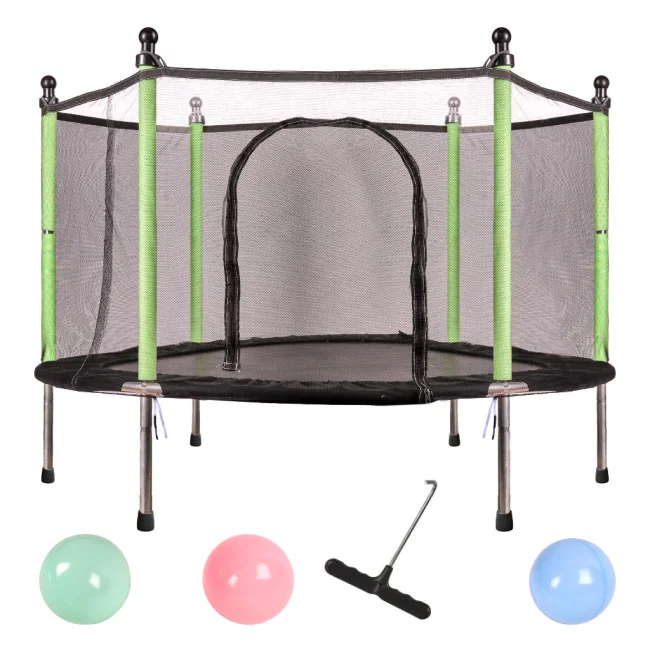 Trampolina do  domu ogród 1-os. 140 cm ZIELONA z siatką + 10 piłek GRATIS!