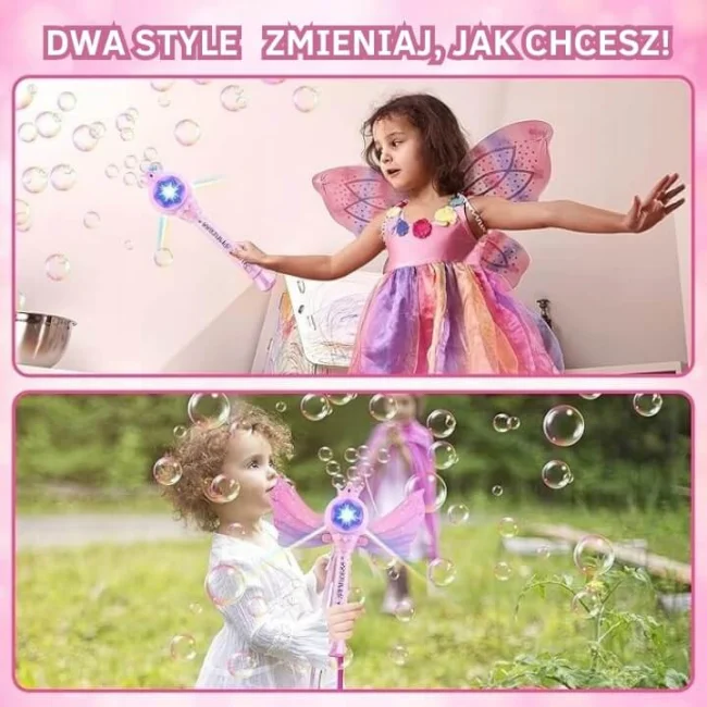 Elektryczna różdżka do baniek mydlanych z muzyką i światłem dla dziewczynki