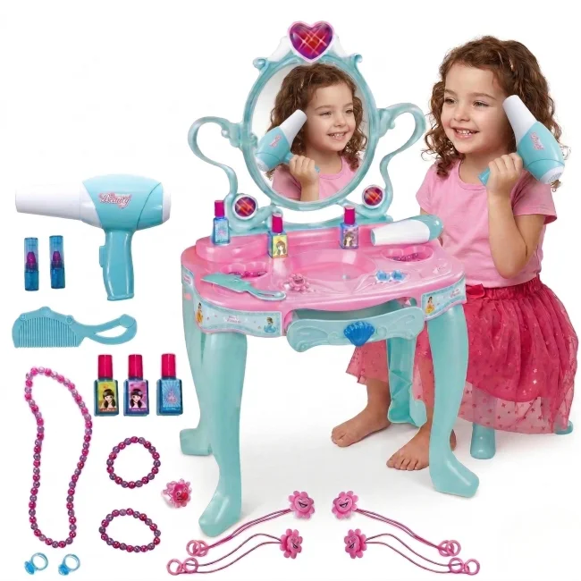Toaletka dla dziewczynki z LED, suszarką, biżuterią i dźwiękami - Mała Księżniczka