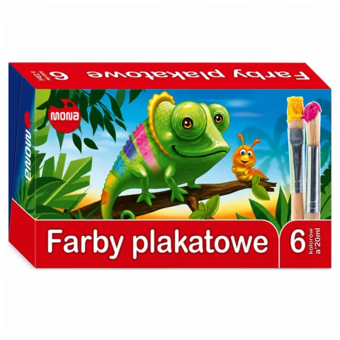 Farby plakatowe w zestawie artykułów plastycznych
