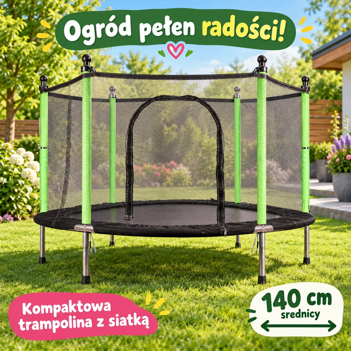 Trampolina w ogrodzie – średnica 140 cm
