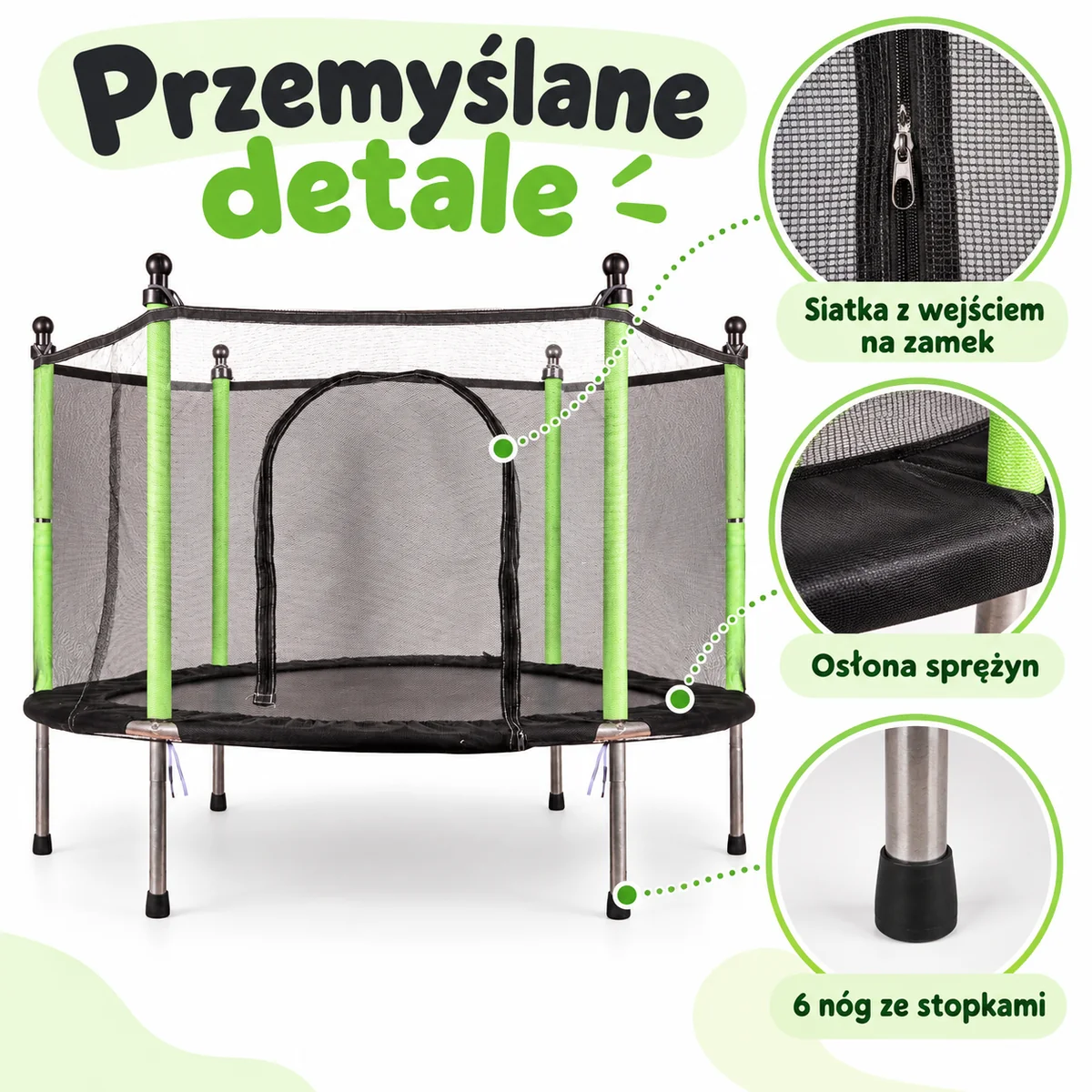 Siatka, osłona sprężyn i konstrukcja trampoliny 140 cm