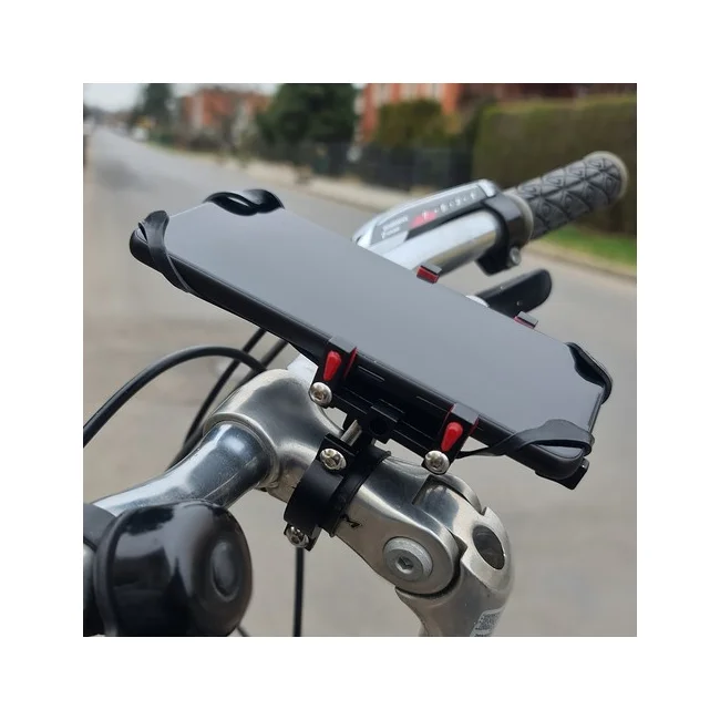 UCHWYT ROWEROWY ZACISKOWY NA TELEFON MONTOWANY NA KIEROWNICĘ ROWERU METAL