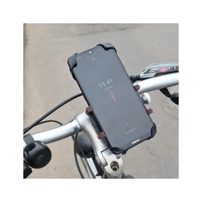 UCHWYT ROWEROWY ZACISKOWY NA TELEFON MONTOWANY NA KIEROWNICĘ ROWERU METAL